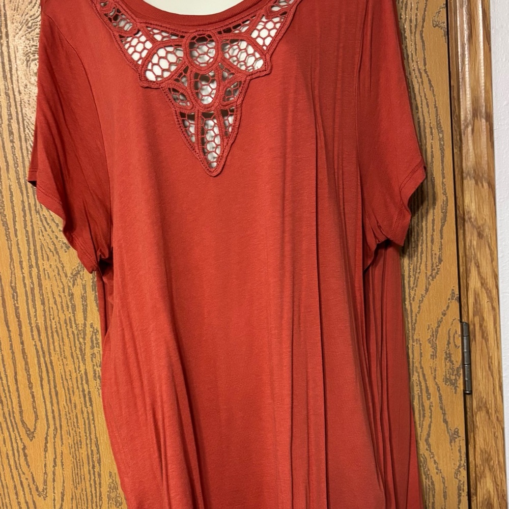 Elegant Rust colored  Lace Detail Women's Top